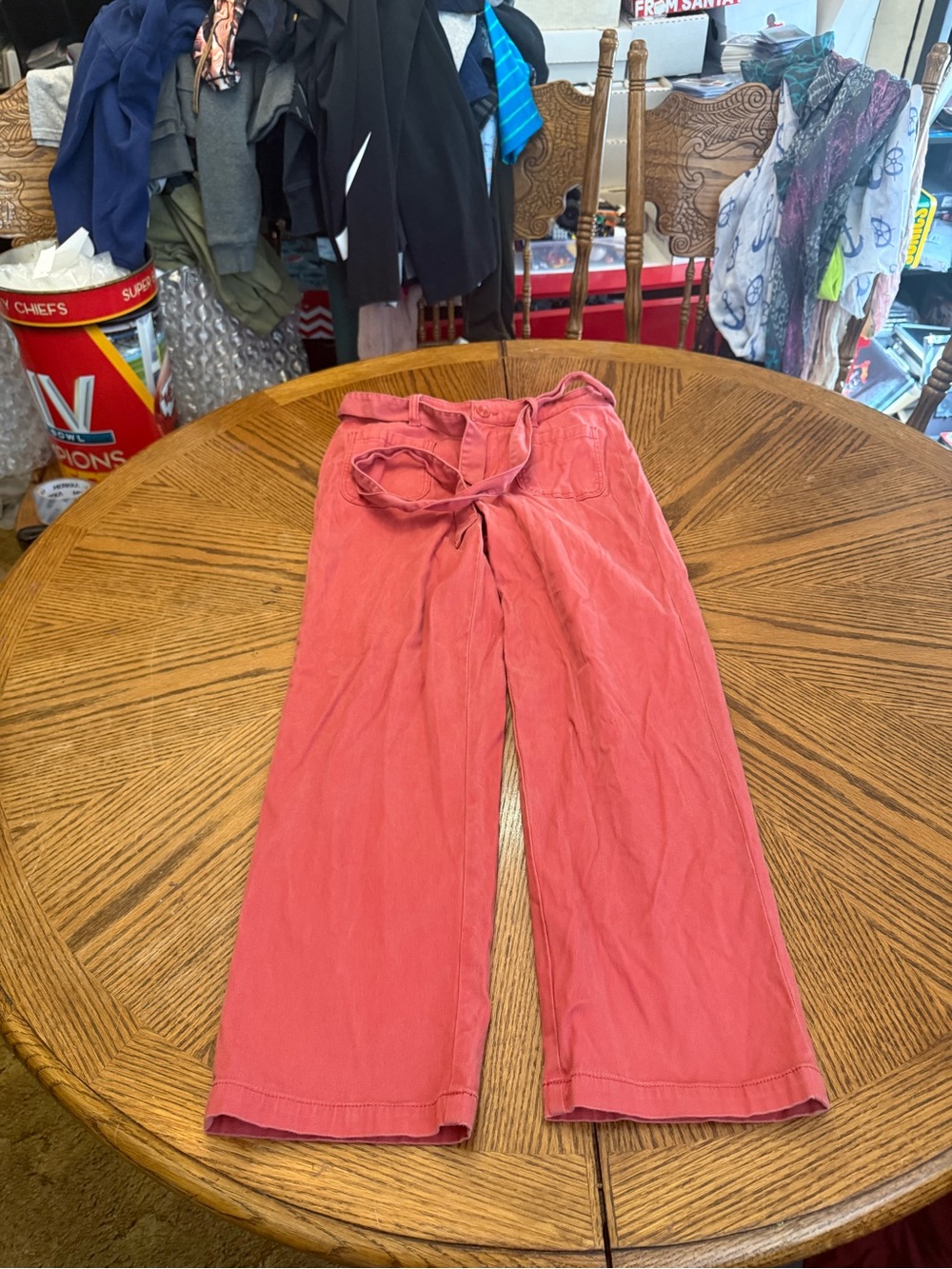 Liverpool Coral Wide-Leg Tie-Waist Pants